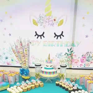 [halloween, Christmas] 3pcs/set Unicorn Cake Topper with Eyelashes, Golden Unicorn Horn Decoration for Birthday Parties and Events