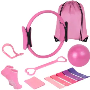 New Yoga Pilates Circle 13-piece Fitness Set Home Exercise Beginner Yoga Equipment Accessories with Resistance Bands Pilates Ball Mat & Socks Fitness Supplies