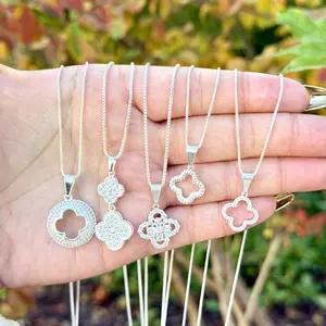 Flower Silver 925 Pendant + Chain 18 Inches Real Silver 925