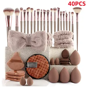 Professional Makeup Tool Set, 13/20/40 Piece Cosmetic Cleaning Kit, Nylon Sponges & Applicators, Unisex, Portable Gift for Birthdays,Gifts For Women