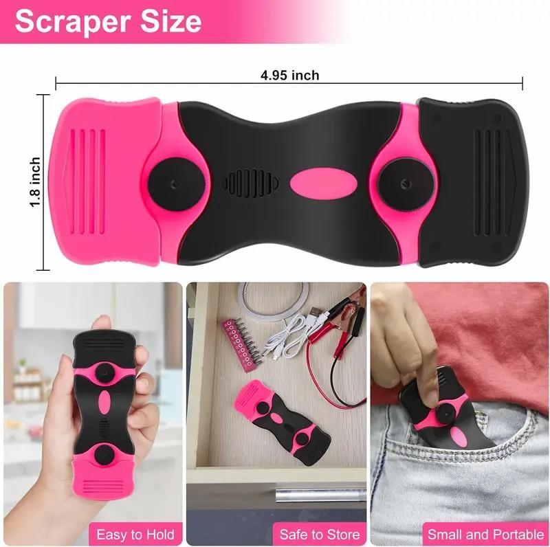 Pink Glass Cooktop Scraper Tool Set, 10 Plastic & 10 Metal Blades, Non-Scratch Razor Scraper for Stovetops, Windows, Paint, Caulk, Labels, Ceramic Tile & Car Cleaning