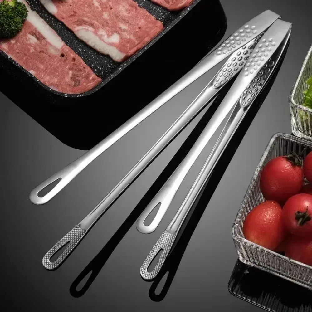 2pc Affordable Kitchen Tongs Stainless Steel Barbecue Tongs Clip BBQ Grill Meat Tongs Cooking Tweezers for Food Utensils Kitchen Tools