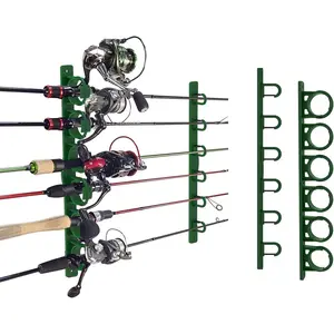 Vertical/Horizontal Fishing Rod Holder For Garage, Wall, Ceiling Holds Up To 6/12 Fishing Pole Holders (Green)