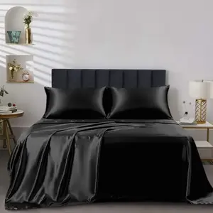4 Piece Satin Bedding Fitted Sheet/Lose Sheet/Pillow Cases