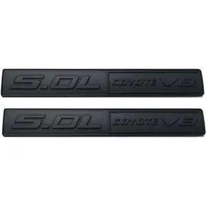 2pcs 5.0L Coyote v8 Emblems 3D Engine Trunk Badge Decals Stickers Compatible for car (Black)