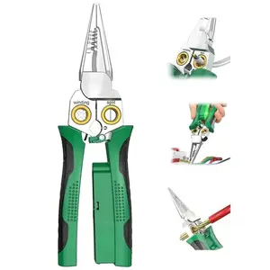 8 in 1 Wire Stripper Twister for Cutting and Pulling Wires, Cable Scissors, Voltage Tester Pliers, 12 V to 250V Live, Null, Hot Wire Judgment AC DC, Adjustable and Flashing LED Alarms