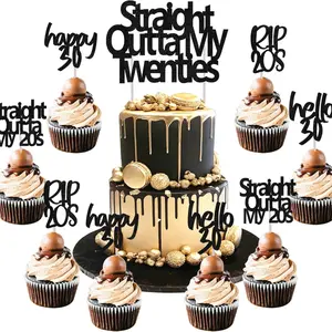 1 Set Birthday Decorations Cake Topper Black Death To My Cake Topper Straight Outta My Party Decorations Rip To My Birthday Cake Topper Funny Happy Cupcake T