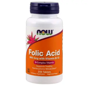 NOW Foods Folic Acid, 800 mcg, 250 Tablets