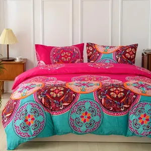 Bohemian Style Bedding Set 3 Piece, Boho Bed Set, Decorative Bedding Set, Includes 1 Duvet Cover and 2 Pillowcases, Comfortable and Stylish Bedroom Accessories