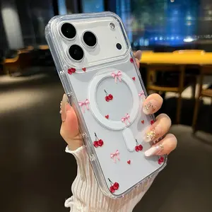 Cherry Bow Love Advanced fashion giftMagnetic Phone Case for iPhone 15 Plus 17 16 Pro Max Air E 14 13 12 11 X XS XR Shockproof Soft Premium Stylish Durable Protection Case
