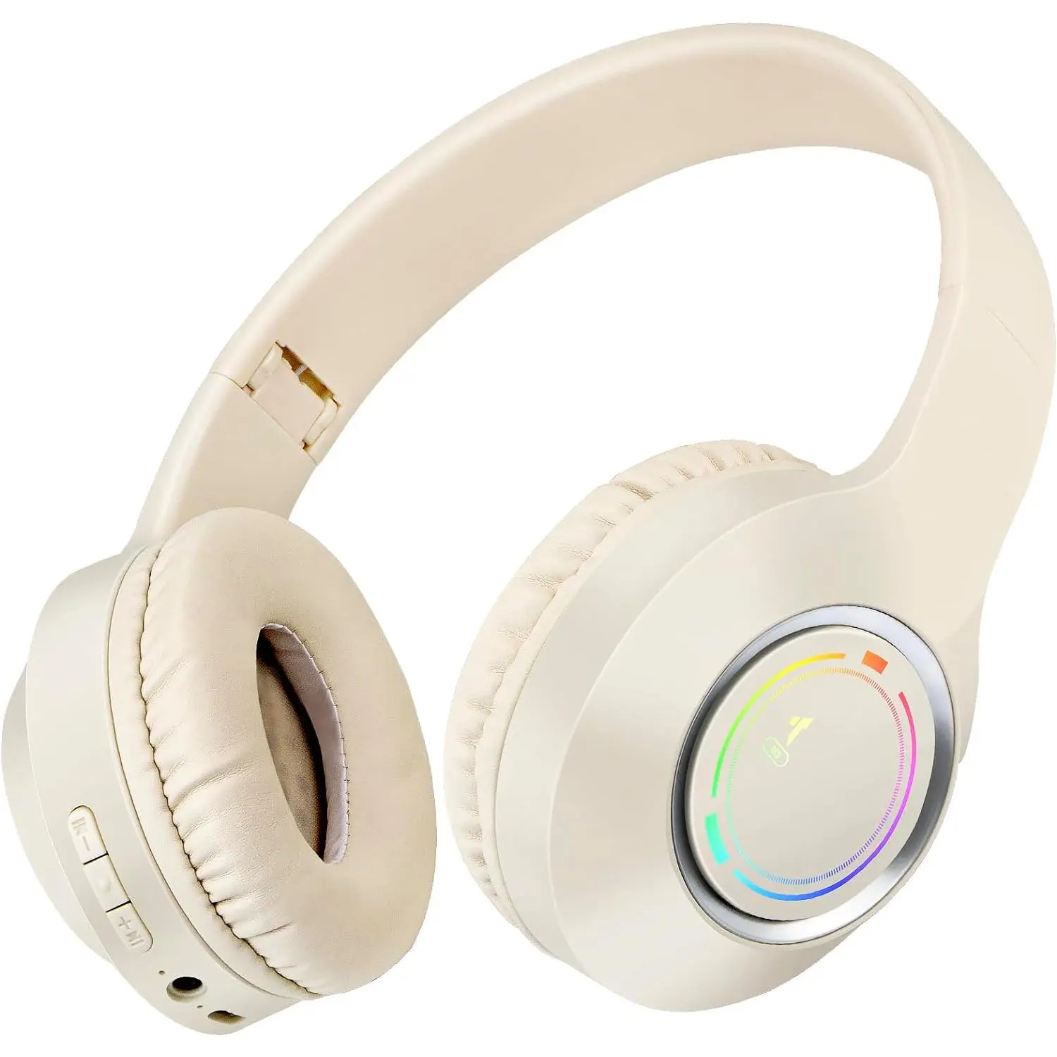 Over-Ear Bluetooth 5.3 Noise Cancelling Headphone with ENC, 3.5mm Audio Jack, Retractable Cable, Built-in Mic, Controllable LED Lights, Dual-Mode, Wired-Wireless Compatibility, Comfortable for 6-18 Year-Olds, Works with Smartphones/Tablets/PC Devices, Wir