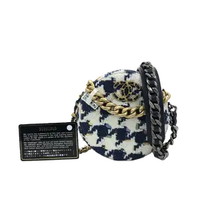 Pre-owned CHANEL canvas Shoulder Bags 2019 Tweed 19 Round Clutch w/ Coin Purse JV00251