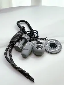 Trendy And Cool Fitness Style Dumbbell, Kettlebell, Barbell, Keychain Pendant, Street Sports Style Red Pendant, Can Be Hung With Backpacks/Keys, Suitable For Daily Wear, Is A Personalized And Fashionable Combination For Gyms And Commuting.