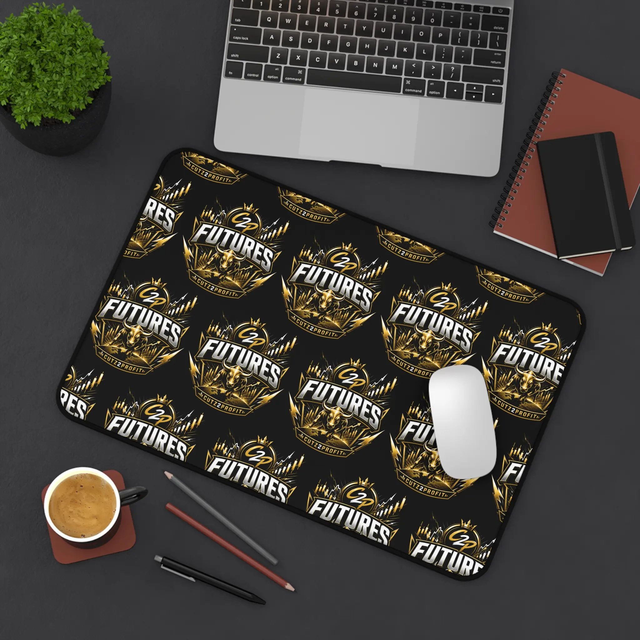 Futures Trading Desk Mat | Black Gold Trading Mouse Pad