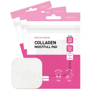 DERMAL Collagen Moistfull Toner Pad - Korean Toner Pad for Elasticity & Wrinkle Improvement with Peptides - Travel Kit 12 Pads, 3 Pack (Total 36 Pads)