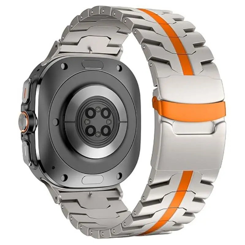 Titanium metallic Strap for Samsung Galaxy Watch Ultra 47mm, Smart Watch Strap, Business Style, and Design, No Gap, Arc Ends, Button Ring Closure