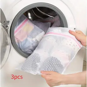 3 Pack Fine Mesh Laundry Bags for Washing Clothes, Bra Wash Bag Netting, Special Design for Washing Machines, Durable & Reusable