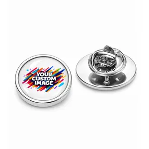 Personalized 18mm Hat Pin Glass Cabochon Custom Image Lapel Pin