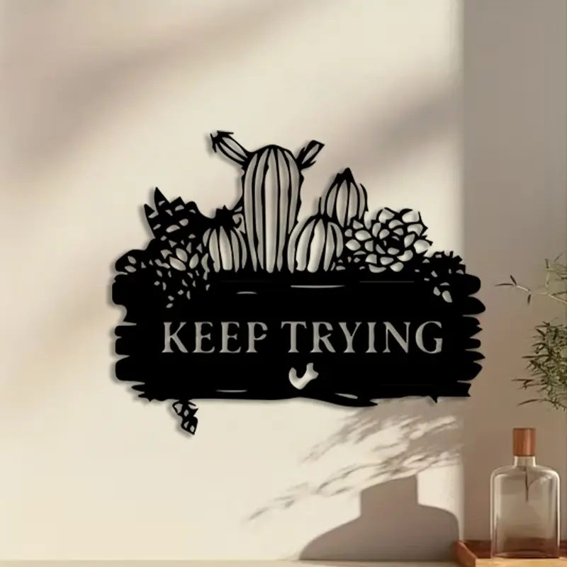 1pc Vintage Minimalist Cactus Metal Wall Art, Vintage Minimalist Cactus Statue Mural, Perfect for Living Room, Office, Home Decor, Christmas Decor, Ideal Gift for Plant Lovers autumn home decor