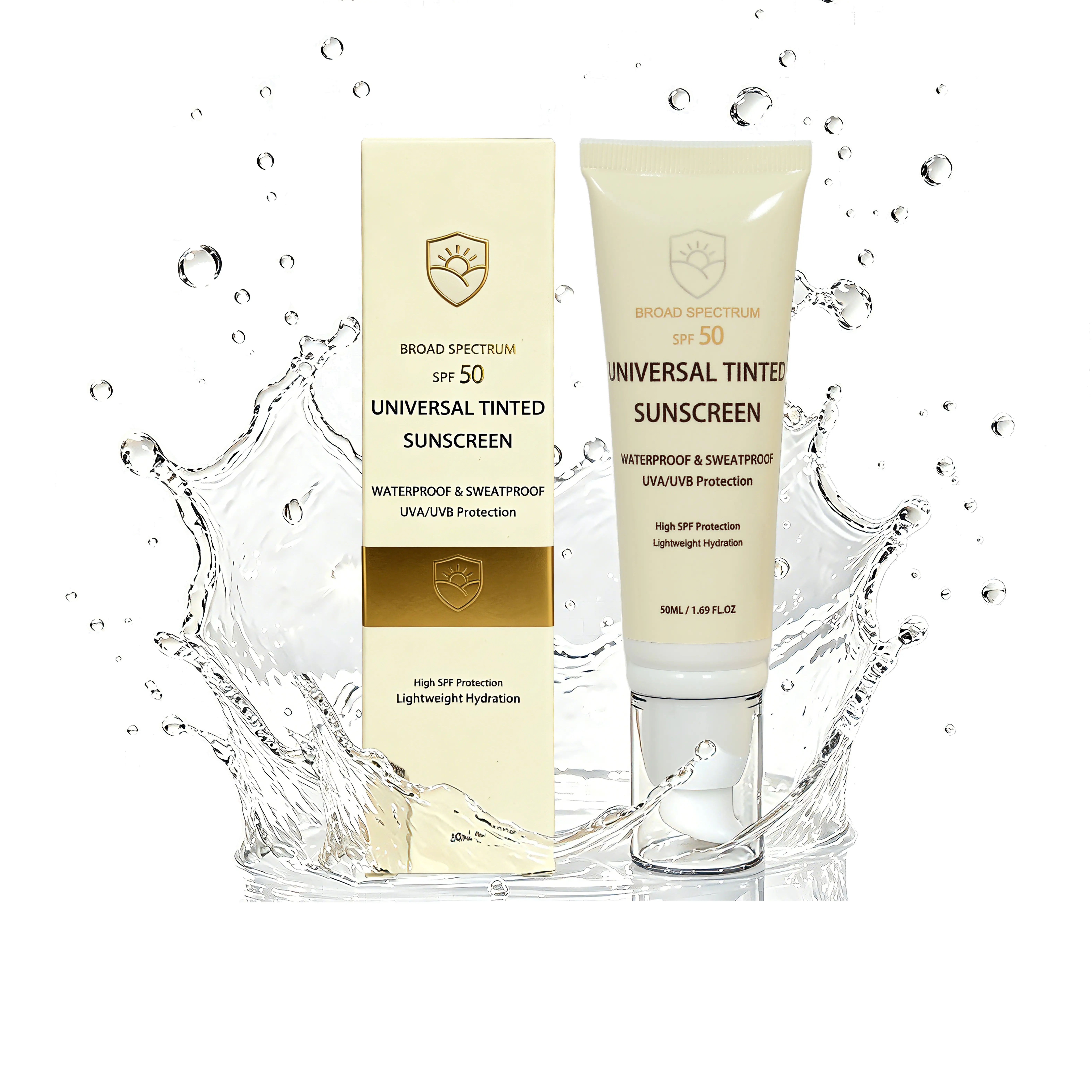 SPF 50 Tinted Sunscreen - 2‑in‑1 Face Sun Protection & Foundation, Waterproof Broad Spectrum UVA/UVB Defense, Hydrating Texture, Lightweight Universal Tint