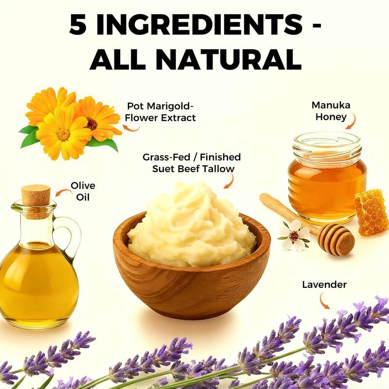 【Buy 120G/4.23oz Get 240G Free】Whipped Tallow Honey Balm Organic Grass 4.23oz/120G Fed Beef Tallow for Skin Natural Hydrating Moisturizer with Honey Balm Deep Nourishment for Face & Body Cream120G/240G/360G