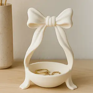 Handmade Creative Makeup Brush Holder, Unique Bow Ribbon Design, Desktop Storage Box, Anti-Drop Decorative Ornament