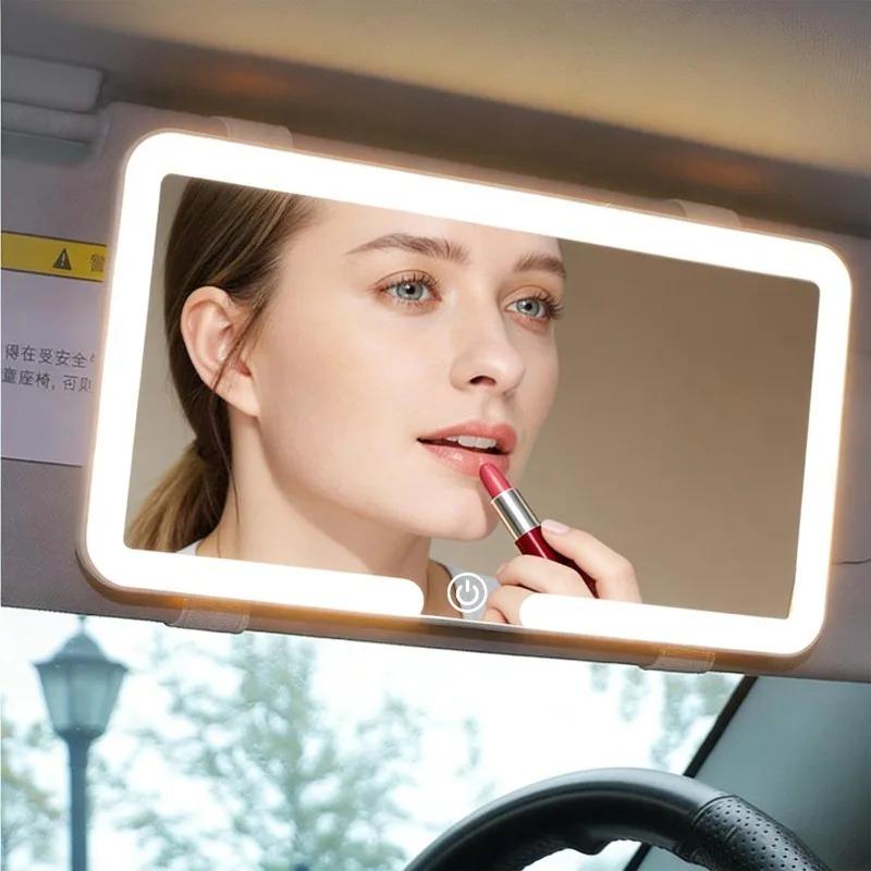 1Pcs Car LED Makeup Mirror Three Gear Adjustment Sun Visor Plate Interior Rear Mirrors Dimmable Touch Screen Car Vanity Mirror
