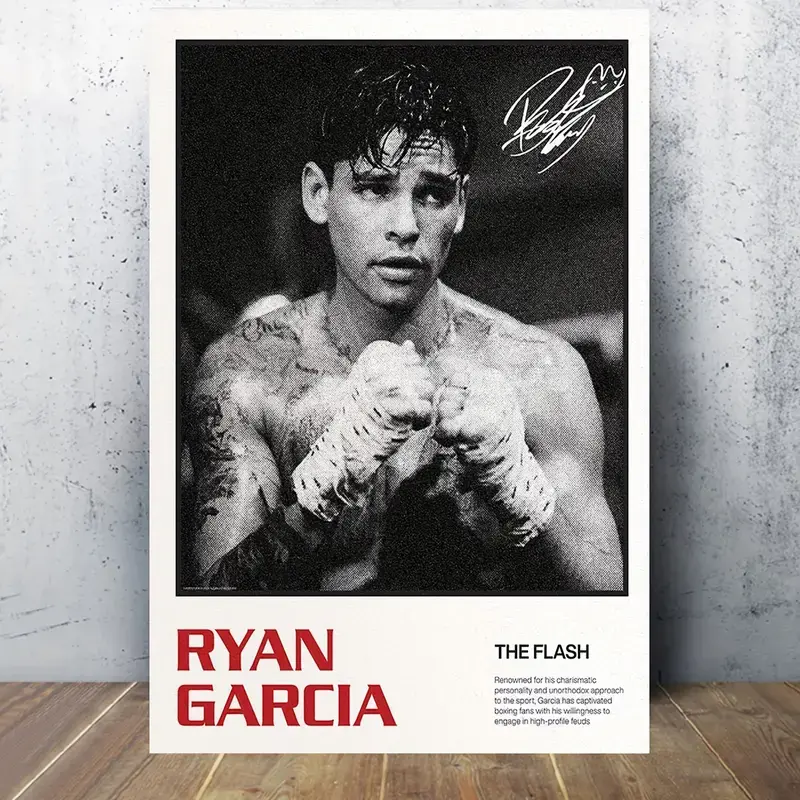 Ryan Garcia 'The Flash' Boxing Unframed Poster - 12x18 inches, Black & White Athlete Print for Living Room, Bedroom, or Gym