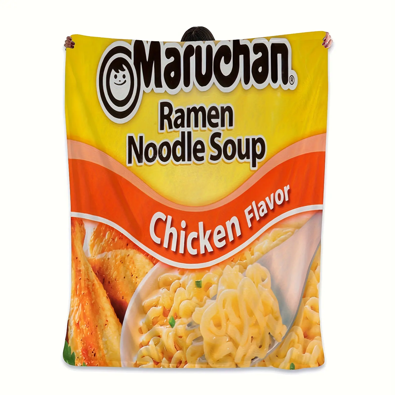 1pc Maruchan Chicken Flavor Ramen Noodle Soup Blanket Cozy Fleece Throw for Ramen Lovers Fun Gift for Boys Girls Reversible Design Hand Wash Only All Seasons