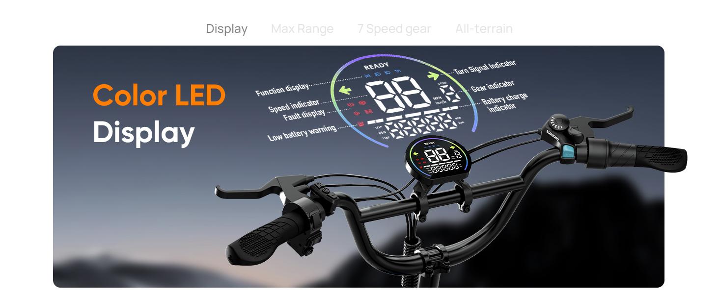 1500W Folding Electric Bike for Adults 48V 13AH 20" x 4" Fat Tire Full Suspension LED Display 7-Speed 60-80 Miles UL2849 Black 1500W Folding Electric Bike for Adults 48V 13AH 20" x 4" Fat Tire Full Suspension LED Display 7-Speed 60-80 Miles UL2849 Black