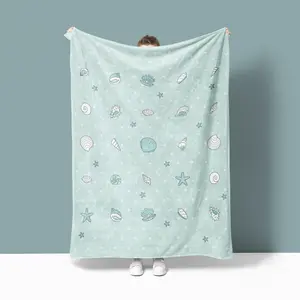 Seashell & Ocean Print Flannel Blankets | Cute Nautical Throw - Perfect Kids Gift for Summer & Beach Vibes