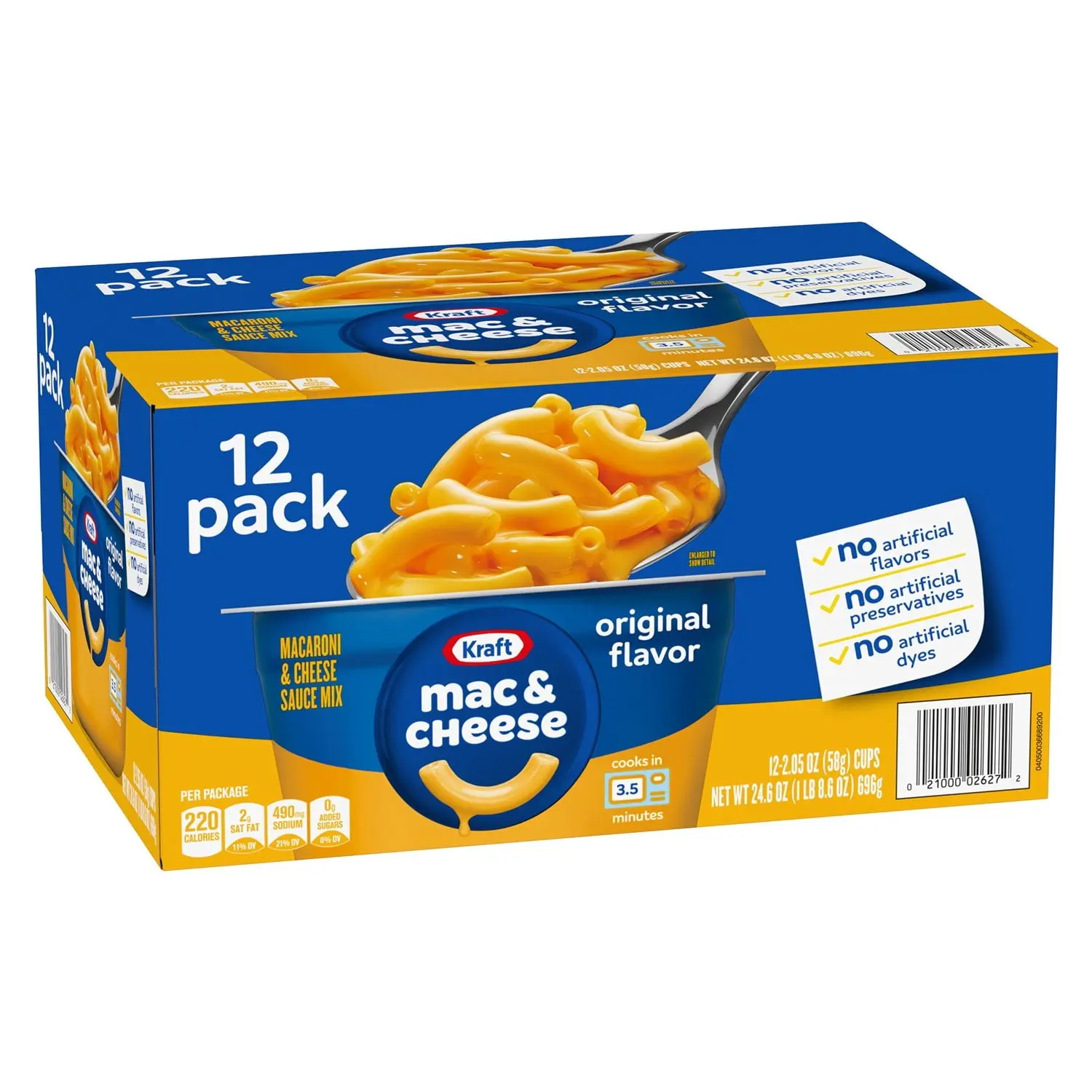Kraft Original Macaroni and Cheese Easy Microwavable Dinner, 2.05 oz., 12 pk.