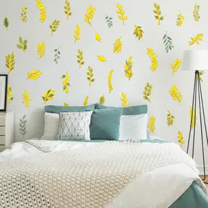 A set of 12 pieces (20*20cm*12pcs) with gold stamping technology, various leaf wall stickers for living room, bedroom and bathroom background decoration, TJ13528-KN