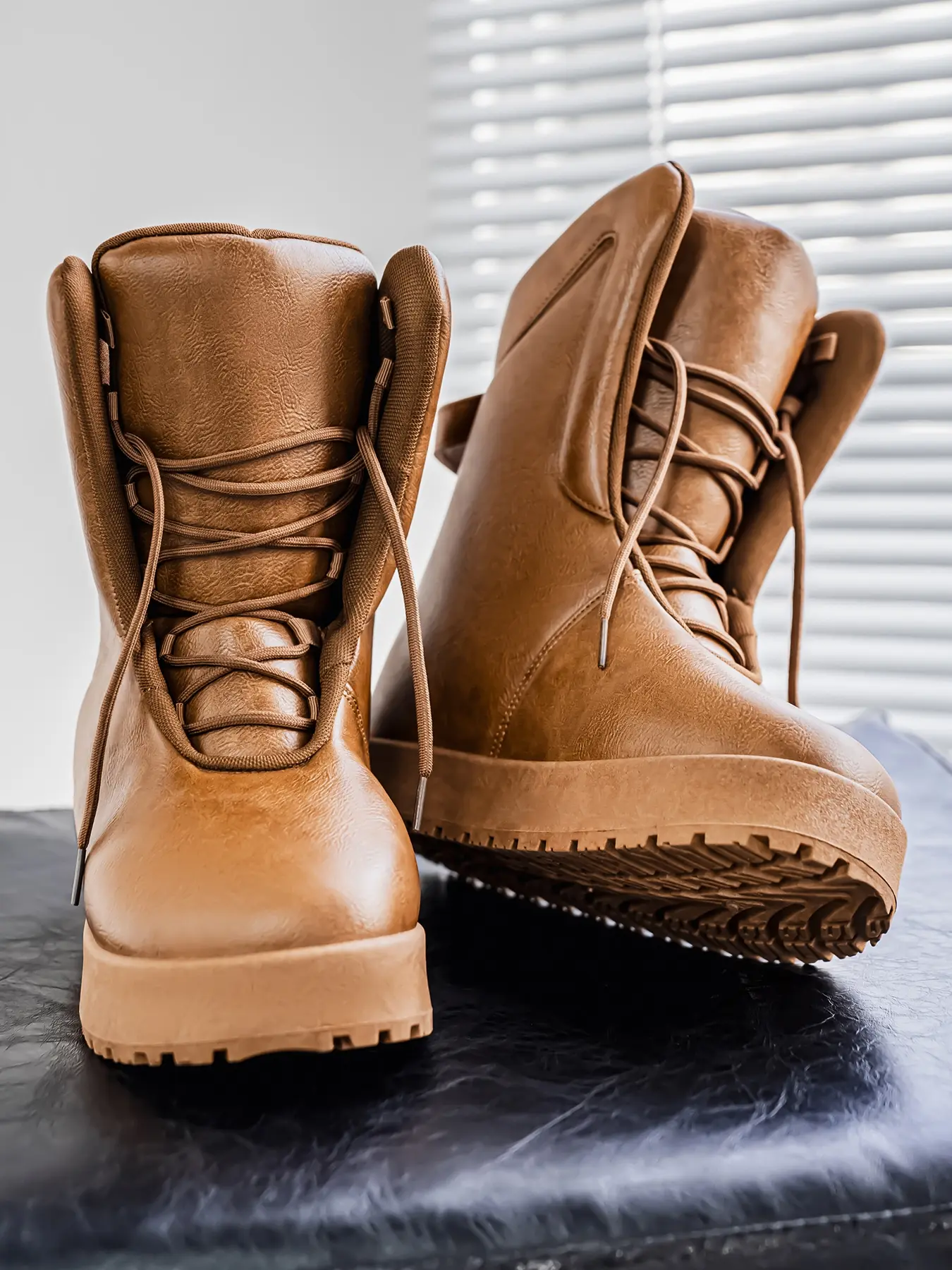 Men's Mid-Calf Punk Style Snow Boots, Trudge Boots, PU Leather Waterproof Anti-Dirt, Fall & Winter Wide Fit, Lightweight Outdoor Casual Shoes, Walking Shoes, Rubber, Casual Warm Boots