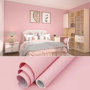 17.72in*78.74in/196.85in Pink Self-Adhesive Wallpaper Roll, Vinyl Sticker for Wall Background Decoration, Easy Installation for Living Room Bedroom Furniture Decor
