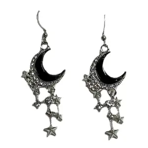 Cosmic Glow Handmade Stainless Steel/Alloy Tarnish Resistant Earrings for Women Moon Star Design Fever Dreamz