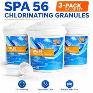 SPA 56 Water Care Granules 3-Pack Value Set - Total 10.5 LBS Fast Dissolving Hot Tub Shock Treatment, Keeps Spa Water Crystal Clear with Measuring Scoop