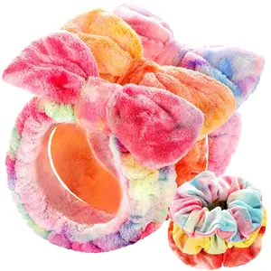 Spa Headband, 6pcs Makeup Headbands and Hair Scrunchies, Bow Skin Care Headband Washing Face Women Teen Girls, Hair Bands