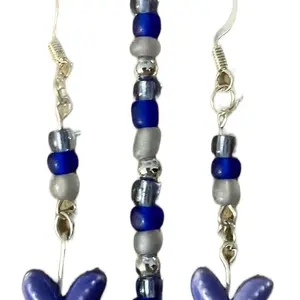 Glossy Glass Starfish Dangle Set in Blue