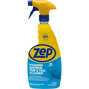 Zep Foaming Shower Tub and Tile Cleaner - 32 Ounce (Case of 4) ZUPFTT324 - No Scrub Formula, Breaks up Tough Buildup on Contact Household Fragrance