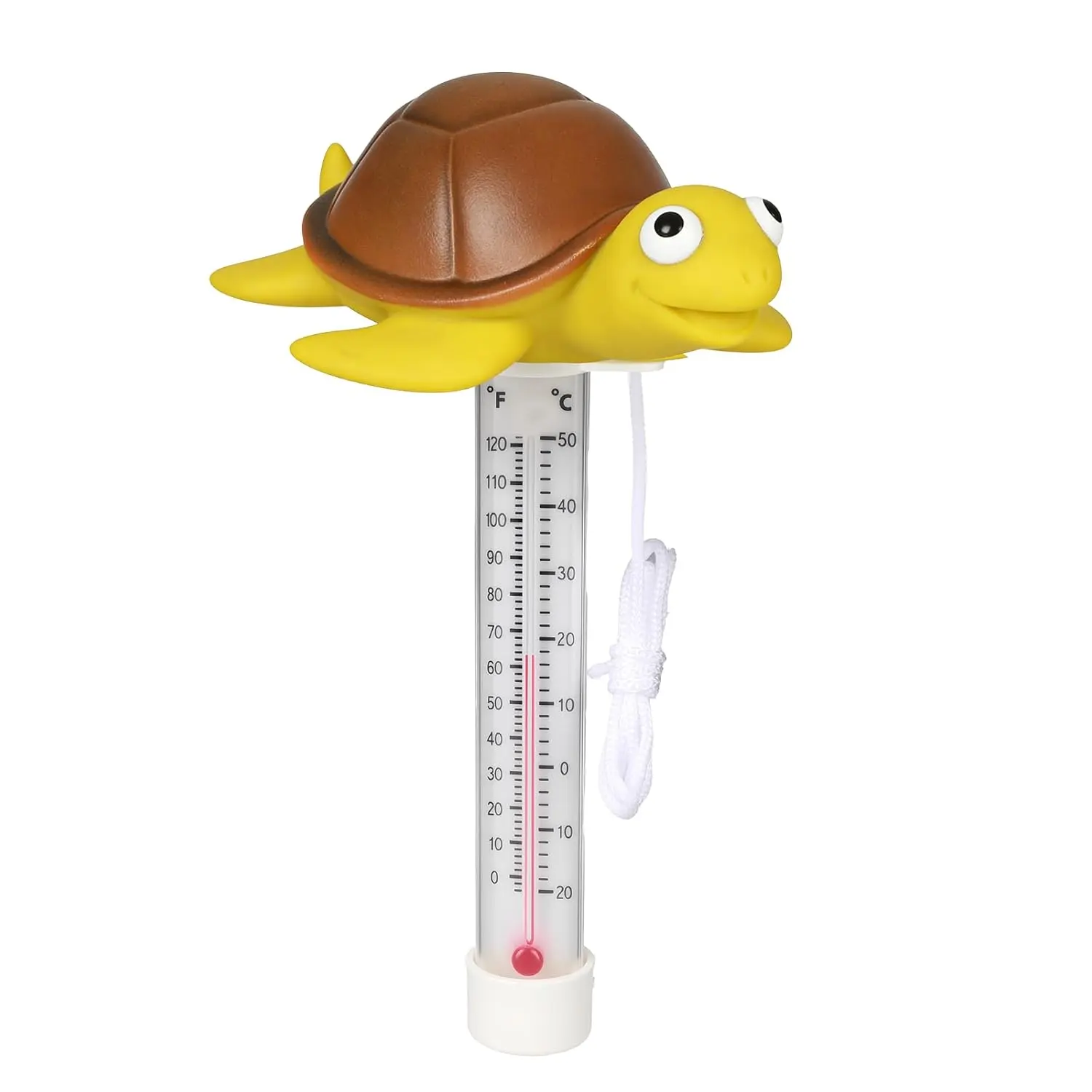 Floating Turtle Thermometer for Fish & Aquatic Supplies - Large Easy-Read, Shatter-Resistant, Accurate Monitoring, Built-In Hanging String, Durable, Fray-Proof to Maintain Ideal Temperature for Swimming Pools, Inflatable Pools, Hot Tubs, Fish Tanks