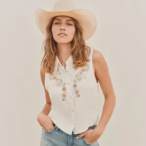 Embroidered Vest - White Embroidered Vest - White