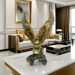 1pc Resin American Style Eagle Wings Exhibition Decoration, Grand Exhibition Opening, Housewarming Gifts, Home Furnishings, Wine Cabinets, Office Tabletop Decorations Ornaments Golden