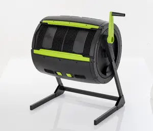 212 MAIN 2-Stage Compost Tumbler - 65 Gal Metal & UV-Plastic Garden Tool Set with Compost Bin