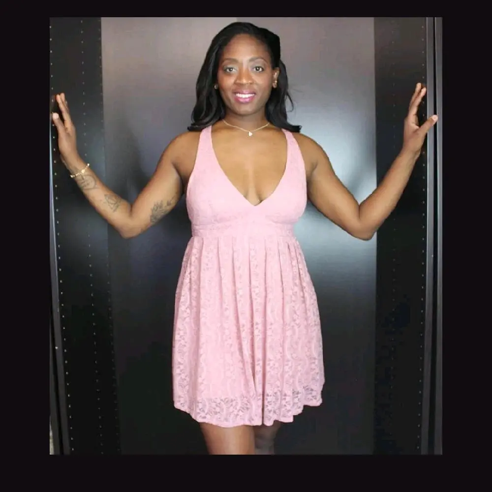 nude and black lace dress DEJA DRESS main image 1