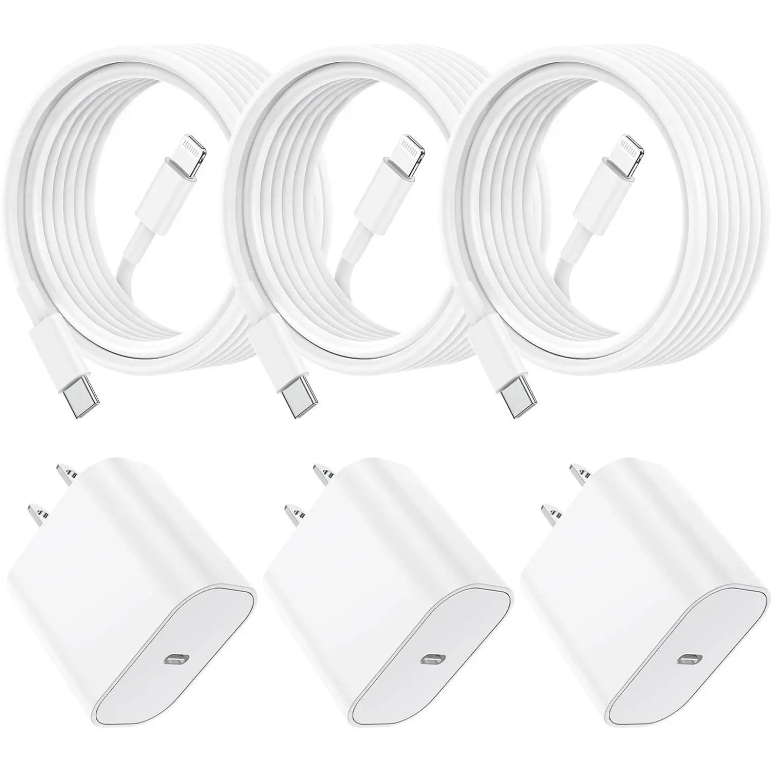 Charger Fast Charging 10 FT, 3-Pack 20W PD USB C Charger Block with iPhone 14 13 Charging Cable 10 Foot, Compatible with iPhone 14 Pro/13Pro Max/12/11Pro/Mini - White Type C Lightning