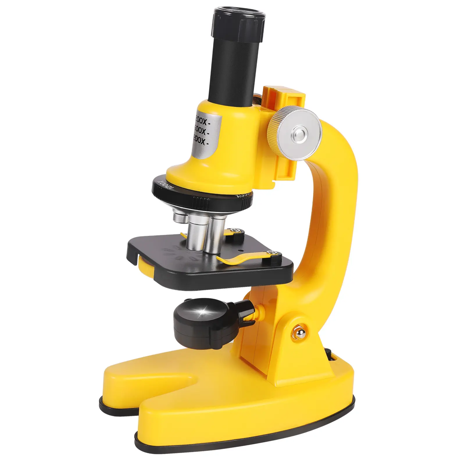 Yellow CJC Handheld Digital Microscope for Aged 3-14, 3 Zoom Levels (200x/600x/1200x), 360° Rotation, Adjustable LED Lighting, Science Education Visual Learning Tool, Birthday Gift