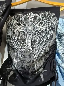 Angel of Rebellion | Gothic Cross Rhinestone Top