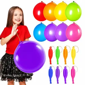 ERIKIA 10pcs Punch Balloons, Thickened Neon Punching Balloon Heavy Duty Party Favors for Kids with Rubber Band Handle, Bouncy Balls for Birthday Weddings Goodie Bag Stuffer Supply