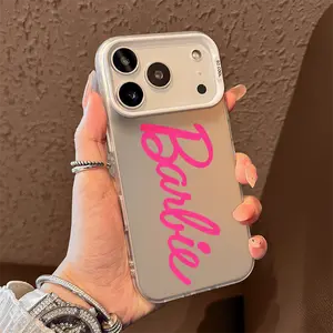 Barbie Pink Letters Phone Case for iPhone 17 AIR 17 PRO 16 PRO 15  PRO MAX  14 PLUS 13 PRO 12 11 PRO XS MAX X XR Samsung Galaxy S25 Ultra S24 S23 S22 Plus  series(anti-drop hard shell) shockproof mobilephone protective cover